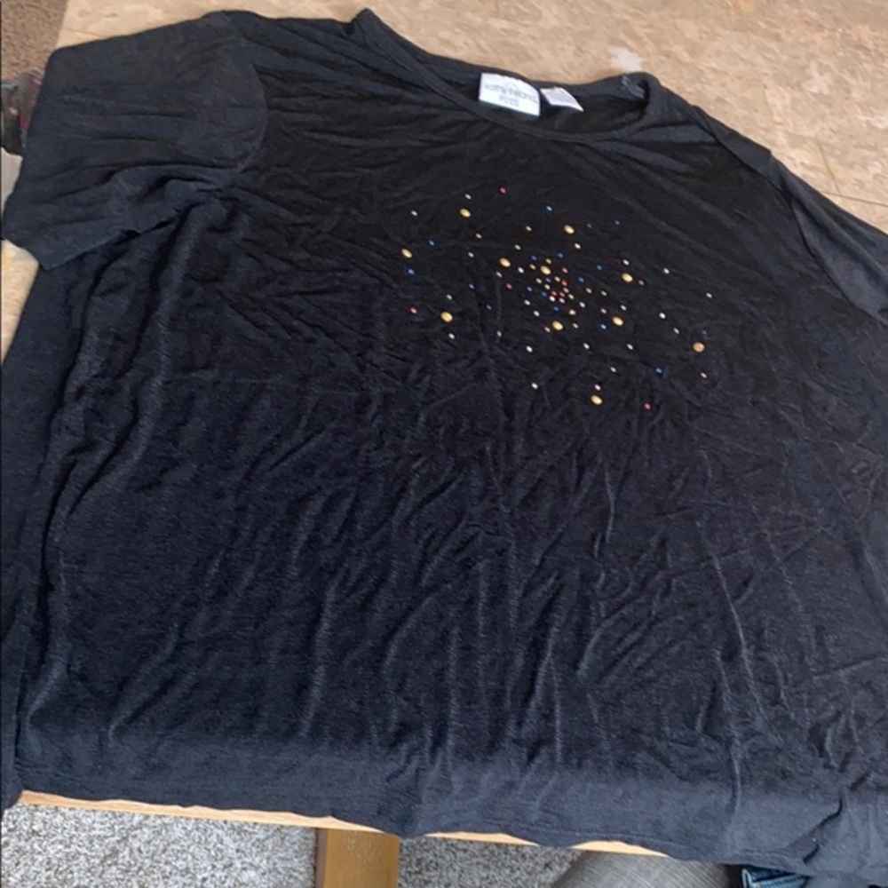 Kathy Ireland Black Top with Colorful Dots